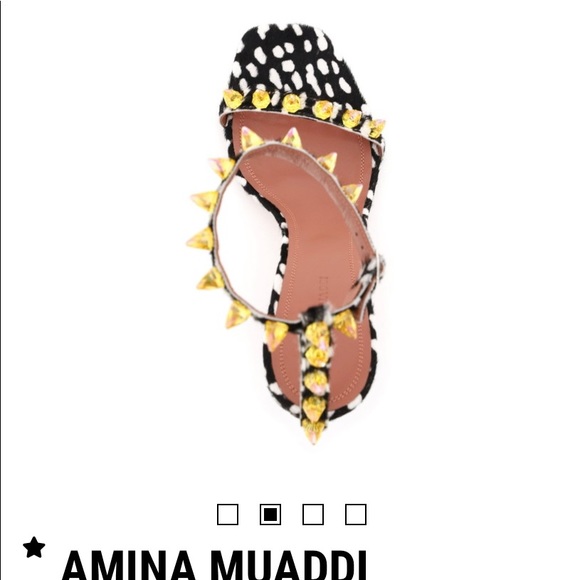 Seeking out Amina Mauddi Julia Pony Polka Sandal! Yellow Crystal Spikes.Size 7.5 - Picture 5 of 5